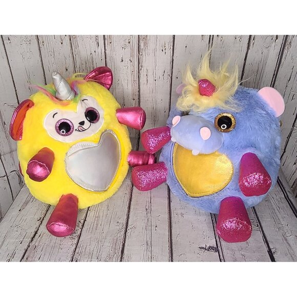10" Zuru Rainbocorns Blue Hippo Yellow Monkey Plush Heart Fairy Wings Lot Set - Picture 1 of 3